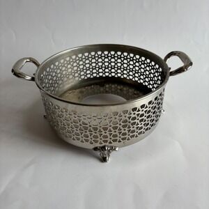Vintage Manning Bowman Silver Plated Pierced Casserole Holder 896 Meriden Conn
